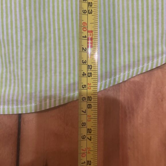Gretchen Scott Priss Button Down Shirt-Green Stripe-3/4 Slv-Sz M-Preppy- - Picture 7 of 7